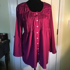 Smocked button down blouse